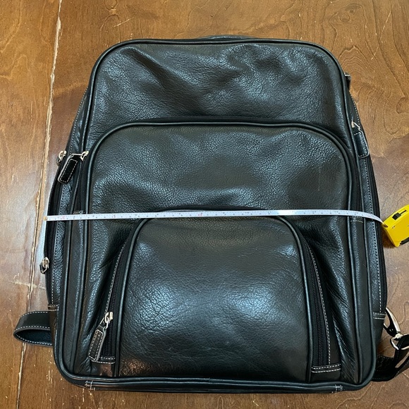 Levenger Tech Black Leather Backpack Like New main image 8